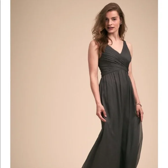 chinese dress ladies Bhldn Piper V-Neck Side-Slit Satin Gown 14 / Champagne main image 0